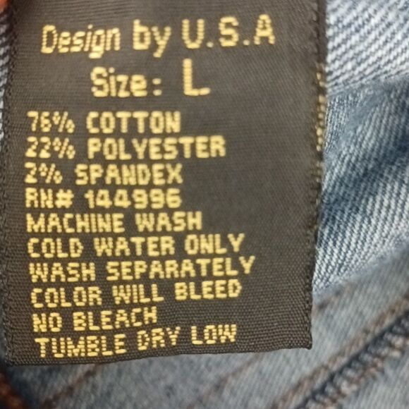 Denim land Paris Collection Women's boho fringe button-up Jean jacket sz large - Picture 13 of 14